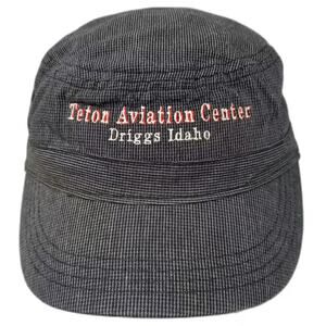 District Army Cap Gray Red OS Hat Teton Aviation Center Driggs Idaho Cotton